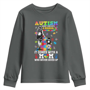 Autism Acceptance Youth Sweatshirt Doesn't Come with a Manual Autism Mom TS14 Dark Heather Print Your Wear
