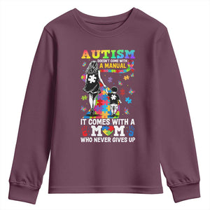 Autism Acceptance Youth Sweatshirt Doesn't Come with a Manual Autism Mom TS14 Maroon Print Your Wear