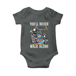 Autism Acceptance Baby Onesie Autism Dad Motocross Rider Father Son Support TS14 Dark Heather Print Your Wear