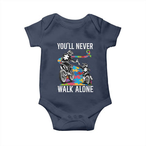 Autism Acceptance Baby Onesie Autism Dad Motocross Rider Father Son Support TS14 Navy Print Your Wear