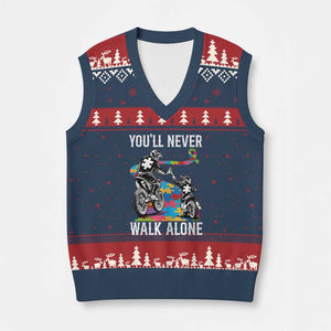 Autism Acceptance V-Neck Knit Sweater Vest Autism Dad Motocross Rider Father Son Support TS14 Navy Red Print Your Wear