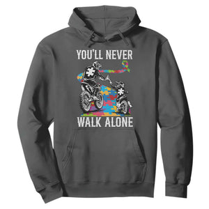 Autism Acceptance Hoodie Autism Dad Motocross Rider Father Son Support TS14 Dark Heather Print Your Wear