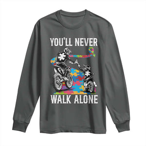 Autism Acceptance Long Sleeve Shirt Autism Dad Motocross Rider Father Son Support TS14 Dark Heather Print Your Wear