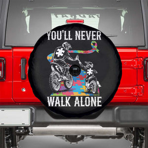 Autism Acceptance Spare Tire Cover Autism Dad Motocross Rider Father Son Support TS14 Black Print Your Wear