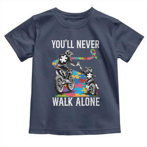 Autism Acceptance Toddler T Shirt Autism Dad Motocross Rider Father Son Support TS14 Navy Print Your Wear