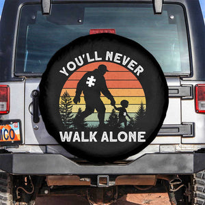 Autism Acceptance Spare Tire Cover Autism Dad You'll Never Walk Alone Support TS14 No hole Black Print Your Wear