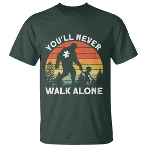 Autism Acceptance T Shirt Autism Dad You'll Never Walk Alone Support TS14 Dark Forest Green Print Your Wear