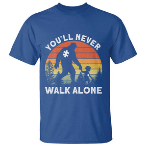 Autism Acceptance T Shirt Autism Dad You'll Never Walk Alone Support TS14 Royal Blue Print Your Wear