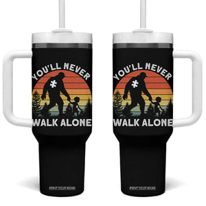 Autism Acceptance Tumbler With Handle Autism Dad You'll Never Walk Alone Support TS14 One Size: 40 oz Black Print Your Wear