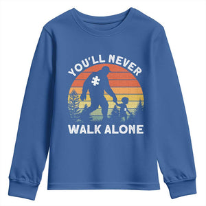 Autism Acceptance Youth Sweatshirt Autism Dad You'll Never Walk Alone Support TS14 Royal Blue Print Your Wear
