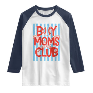 Boy Moms Club Raglan Shirt Funny Motherhood Baseball Gift For Mom TS14 White Navy Print Your Wear