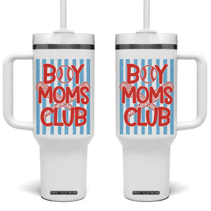 Boy Moms Club Tumbler With Handle Funny Motherhood Baseball Gift For Mom TS14 One Size: 40 oz White Print Your Wear