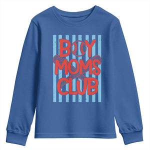 Boy Moms Club Youth Sweatshirt Funny Motherhood Baseball Gift For Mom TS14 Royal Blue Print Your Wear