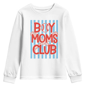 Boy Moms Club Youth Sweatshirt Funny Motherhood Baseball Gift For Mom TS14 White Print Your Wear