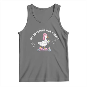 Funny Goose Mom Tank Top Off To Commit Mom Foolery TS14 Black Heather Print Your Wear