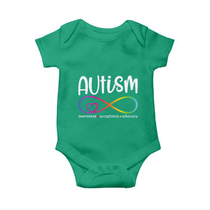 Autism Acceptance Baby Onesie Neurodivergent Support Infinity Symbol TS14 Irish Green Print Your Wear