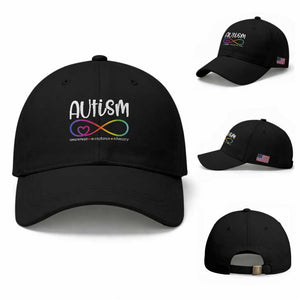 Autism Acceptance Baseball Cap Neurodivergent Support Infinity Symbol TS14 Baseball Cap Universal Fit Black Print Your Wear