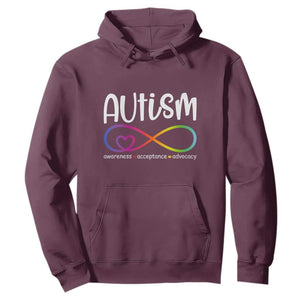 Autism Acceptance Hoodie - Neurodivergent Support Infinity Symbol Pullover TS14 Maroon Print Your Wear
