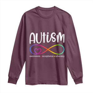 Autism Acceptance Long Sleeve Shirt - Neurodivergent Support Infinity Symbol TS14 Maroon Print Your Wear