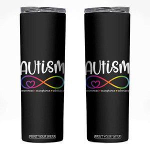 Autism Acceptance Skinny Tumbler Neurodivergent Support Infinity Symbol TS14 Black Print Your Wear