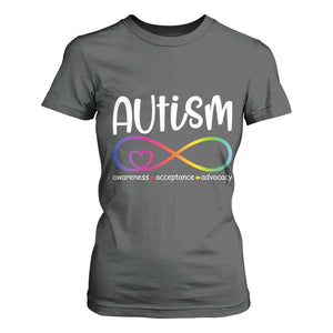 Autism Acceptance T Shirt For Women - Neurodivergent Support Infinity Symbol TS14 Dark Heather Print Your Wear