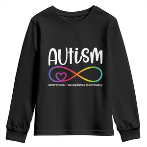Autism Acceptance Youth Sweatshirt - Neurodivergent Support Infinity Symbol TS14 Black Print Your Wear