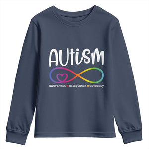 Autism Acceptance Youth Sweatshirt - Neurodivergent Support Infinity Symbol TS14 Navy Print Your Wear