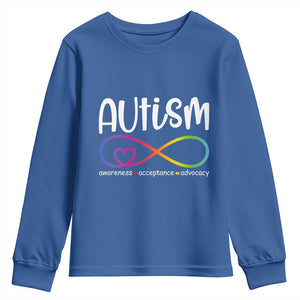 Autism Acceptance Youth Sweatshirt - Neurodivergent Support Infinity Symbol TS14 Royal Blue Print Your Wear