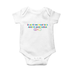 Autism Acceptance Baby Onesie Neurodivergent Support Infinity Heart Symbol TS14 White Print Your Wear