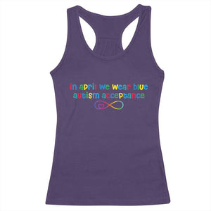 Autism Acceptance Racerback Tank Top Neurodivergent Support Infinity Heart Symbol TS14 Purple Print Your Wear