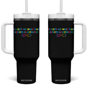 Autism Acceptance Tumbler With Handle Neurodivergent Support Infinity Heart Symbol TS14 One Size: 40 oz Black Print Your Wear
