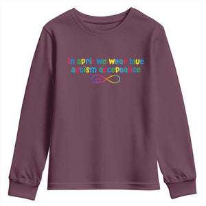 Autism Acceptance Youth Sweatshirt - Neurodivergent Support Infinity Heart Symbol TS14 Maroon Print Your Wear