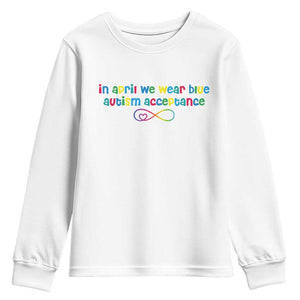 Autism Acceptance Youth Sweatshirt - Neurodivergent Support Infinity Heart Symbol TS14 White Print Your Wear