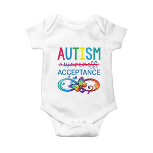 Autism Acceptance Baby Onesie Neurodivergent Support Infinity Butterfly Symbol TS14 White Print Your Wear