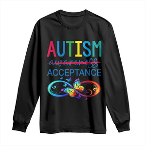 Autism Acceptance Long Sleeve Shirt - Neurodivergent Support Infinity Butterfly Symbol TS14 Black Print Your Wear