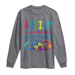 Autism Acceptance Long Sleeve Shirt - Neurodivergent Support Infinity Butterfly Symbol TS14 Charcoal Print Your Wear