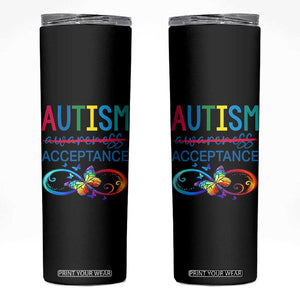 Autism Acceptance Skinny Tumbler Neurodivergent Support Infinity Butterfly Symbol TS14 Black Print Your Wear