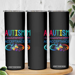Autism Acceptance Skinny Tumbler Neurodivergent Support Infinity Butterfly Symbol TS14 Print Your Wear