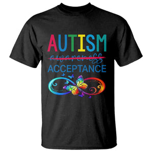 Autism Acceptance T Shirt - Neurodivergent Support Infinity Butterfly Symbol TS14 Black Print Your Wear