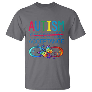 Autism Acceptance T Shirt - Neurodivergent Support Infinity Butterfly Symbol TS14 Charcoal Print Your Wear