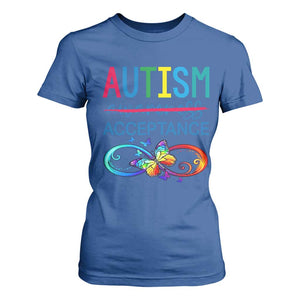 Autism Acceptance T Shirt For Women - Neurodivergent Support Infinity Butterfly Symbol TS14 Royal Blue Print Your Wear