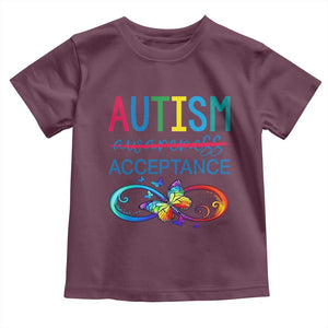 Autism Acceptance Toddler T Shirt Neurodivergent Support Infinity Butterfly Symbol TS14 Maroon Print Your Wear