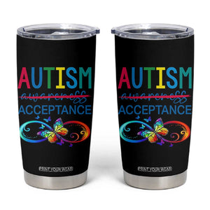 Autism Acceptance Tumbler Cup Neurodivergent Support Infinity Butterfly Symbol TS14 Black Print Your Wear
