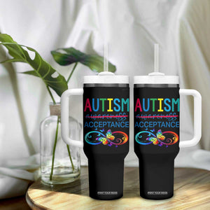 Autism Acceptance Tumbler With Handle Neurodivergent Support Infinity Butterfly Symbol TS14 Print Your Wear