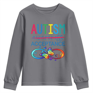 Autism Acceptance Youth Sweatshirt - Neurodivergent Support Infinity Butterfly Symbol TS14 Charcoal Print Your Wear
