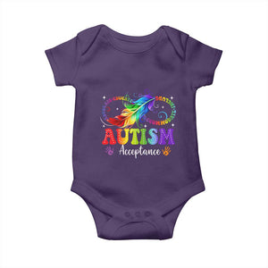 Autism Acceptance Baby Onesie Neurodivergent Support Rainbow Feather Infinity Symbol TS14 Purple Print Your Wear