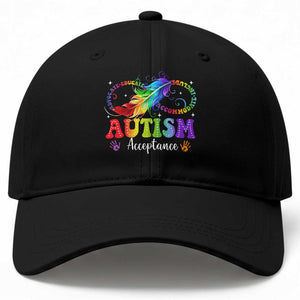 Autism Acceptance Baseball Cap Neurodivergent Support Rainbow Feather Infinity Symbol TS14 Print Your Wear
