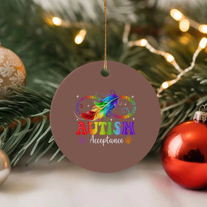 Autism Acceptance Ceramic Ornament Neurodivergent Support Rainbow Feather Infinity Symbol TS14 1pc Mocha Print Your Wear