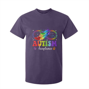 Autism Acceptance T Shirt For Kid - Neurodivergent Support Rainbow Feather Infinity Symbol TS14 Purple Print Your Wear