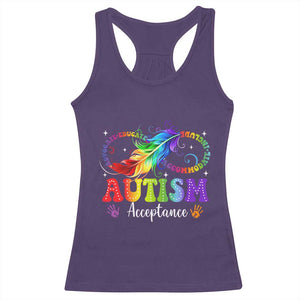 Autism Acceptance Racerback Tank Top Neurodivergent Support Rainbow Feather Infinity Symbol TS14 Purple Print Your Wear